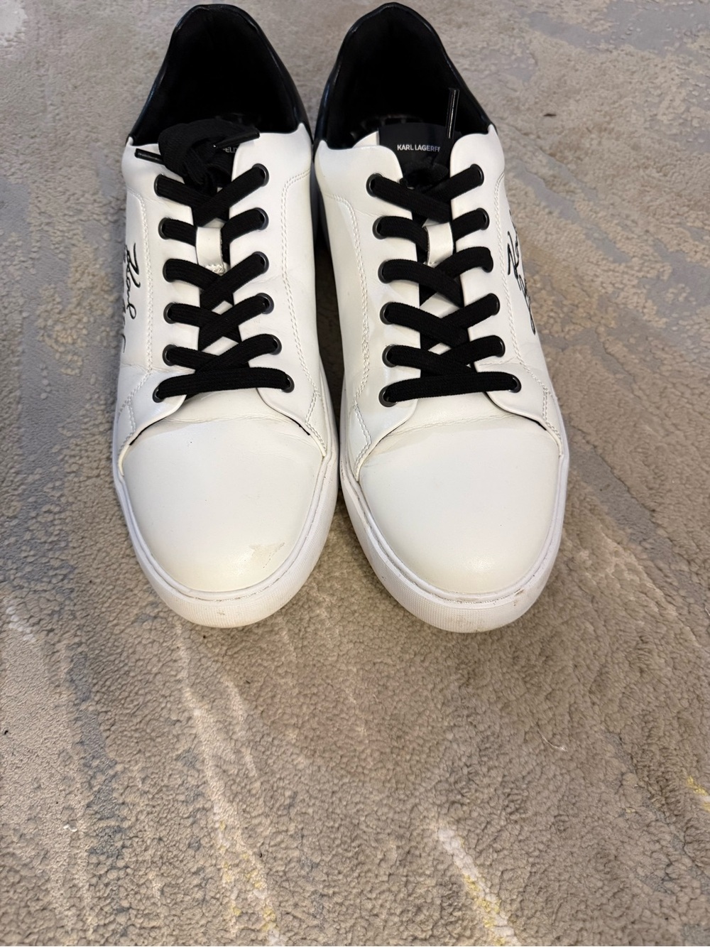 Karl Lagerfeld White Leather Sneakers with Black Details